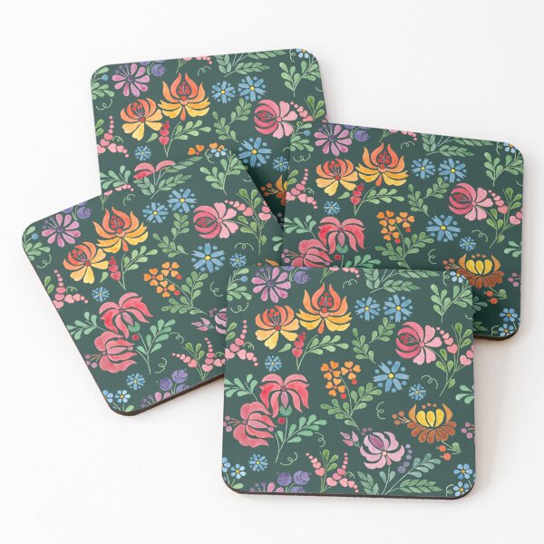 Item preview, Hungarian folk art watercolor flowers - green designed and sold by Blooming June Design.