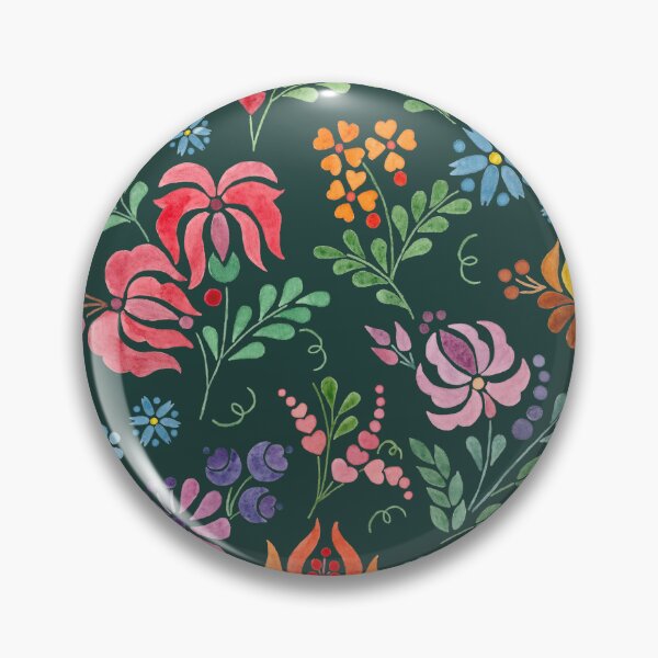 Item preview, Hungarian folk art watercolor flowers - green designed and sold by Blooming June Design.