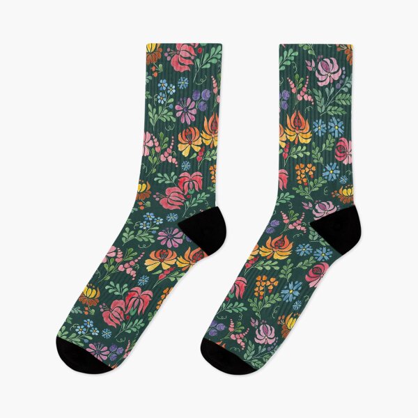 Item preview, Hungarian folk art watercolor flowers - green designed and sold by Blooming June Design.