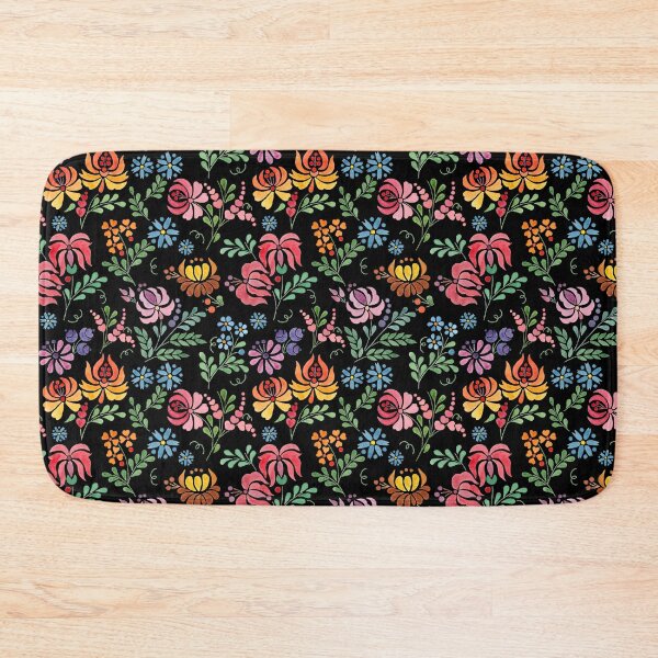 Item preview, Hungarian folk art watercolor flowers - black designed and sold by Blooming June Design.