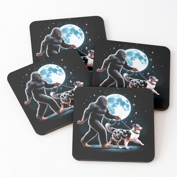 Item preview, Bigfoot Sasquatch Australian Shepherd Walking Dog Lover Moon designed and sold by Kimberley King Art  King Art.