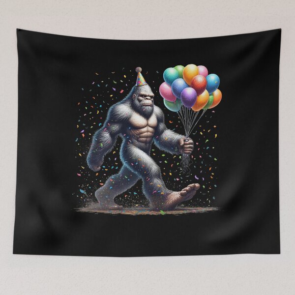 Item preview, Bigfoot Sasquatch Birthday Party Hat Balloons Funny designed and sold by Kimberley King Art  King Art.