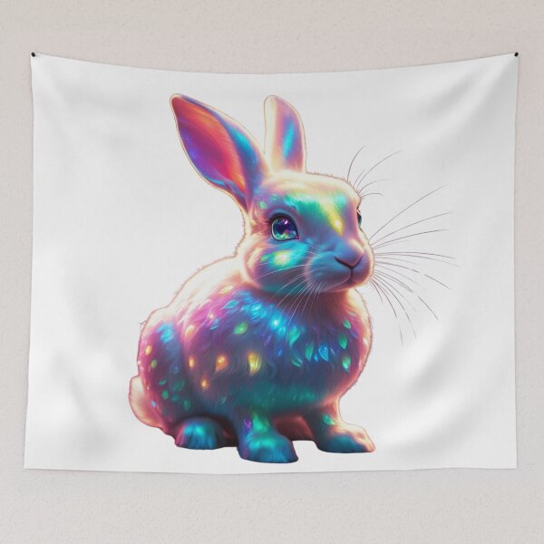 Item preview, Radiant Rainbow Bunny – Magical Neon Animal  designed and sold by GloriousArtSKD.