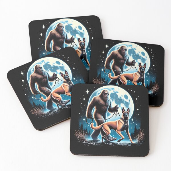 Item preview, Bigfoot Sasquatch Belgian Malinois Walking Dog Lover Moon designed and sold by Kimberley King Art  King Art.