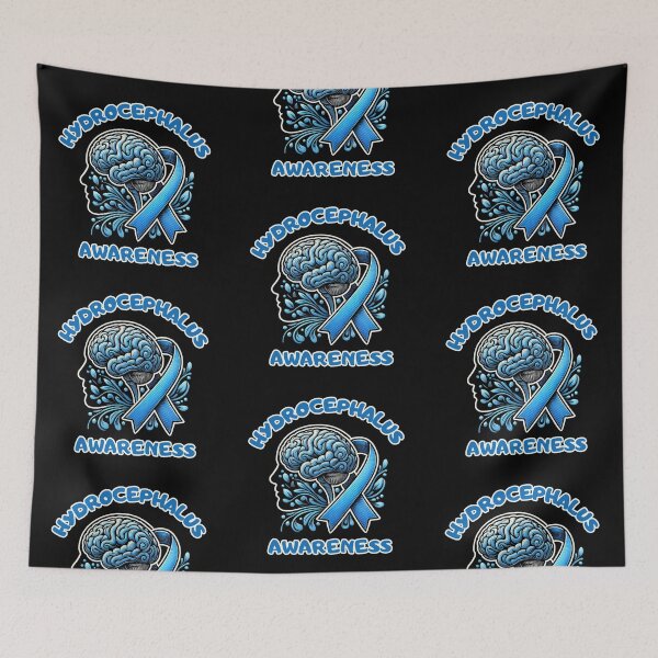 Item preview, Hydrocephalus Awareness Blue Ribbon Brain Illustration designed and sold by Psycho-Crazy.