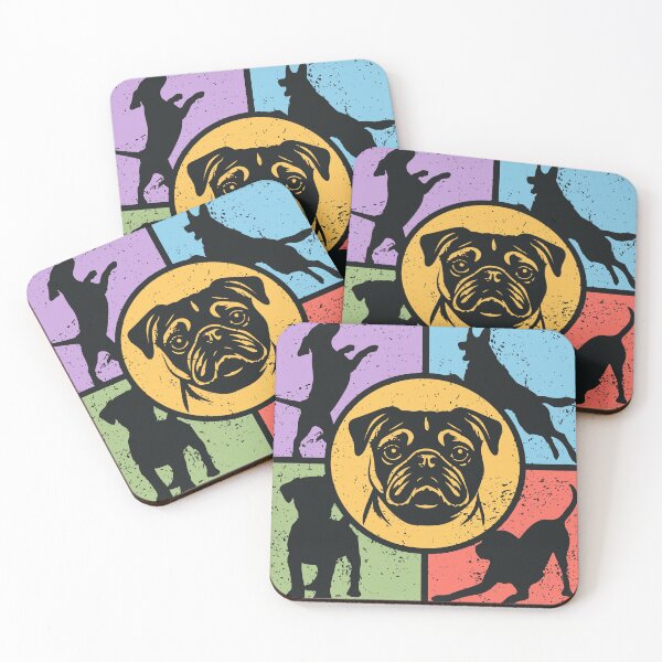 Item preview, Pug's Dream - Pastel Retro Mosaic for Dog Lovers designed and sold by TuncGK.