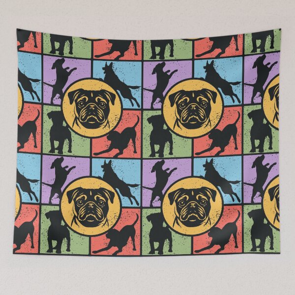Item preview, Pug's Dream - Pastel Retro Mosaic for Dog Lovers designed and sold by TuncGK.