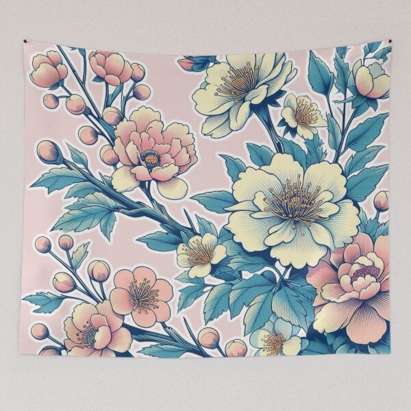 Item preview, Flowers, botanical, spring, floral pattern, cottagecore, japanese pop art designed and sold by Sugar Wisdom .