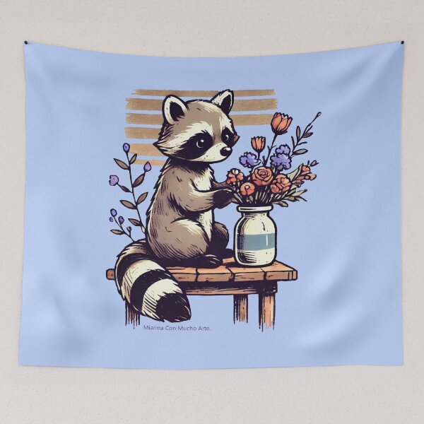 Item preview, Florist raccoon in his workshop / Florist raccoon in his workshop / 花艺师浣熊在他的工作室 designed and sold by Miarma Con Mucho Arte.