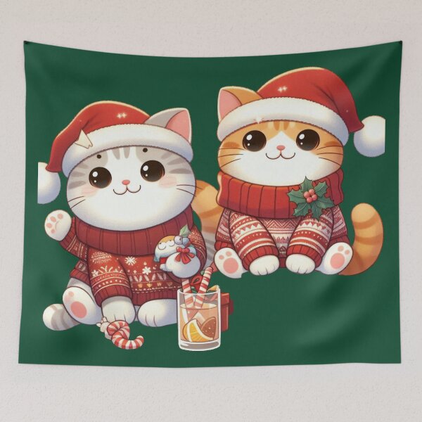 Item preview, Festive Felines in Christmas Dresses designed and sold by meesub.