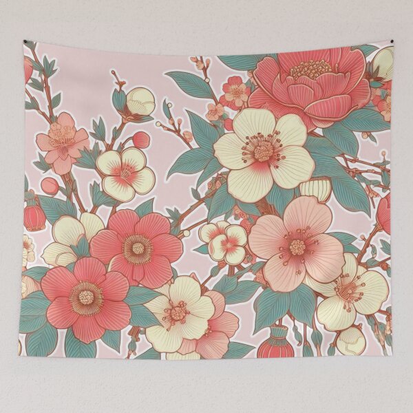 Item preview, Flowers, botanical, spring, floral pattern, cottagecore, japanese pop art designed and sold by Sugar Wisdom .