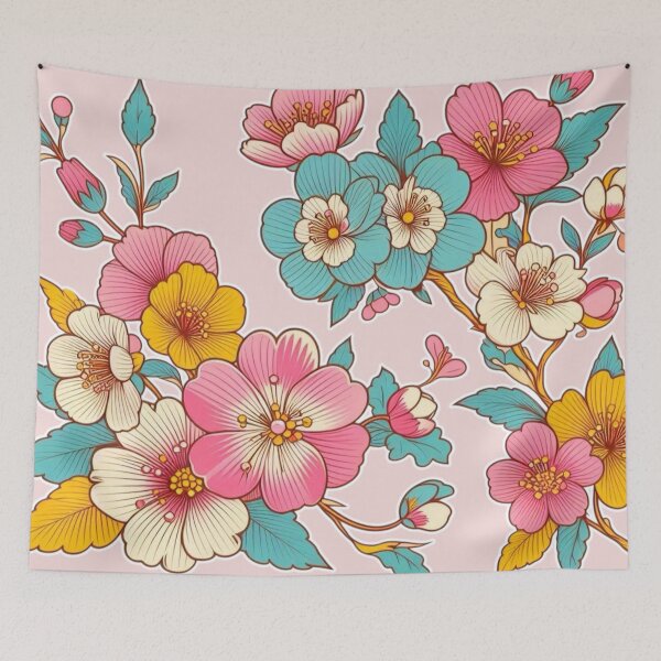 Item preview, Flowers, botanical, spring, floral pattern, cottagecore, japanese pop art designed and sold by Sugar Wisdom .