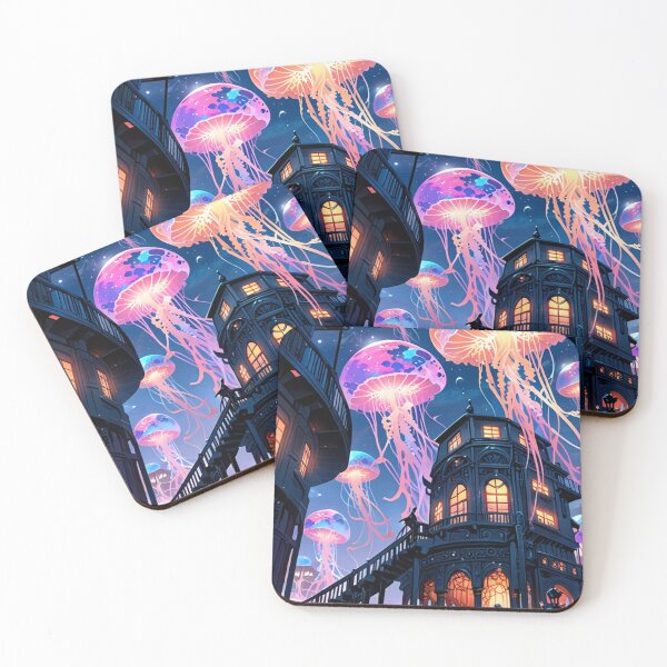 Item preview, Fantasy Jellyfish Town designed and sold by TondoMeander.