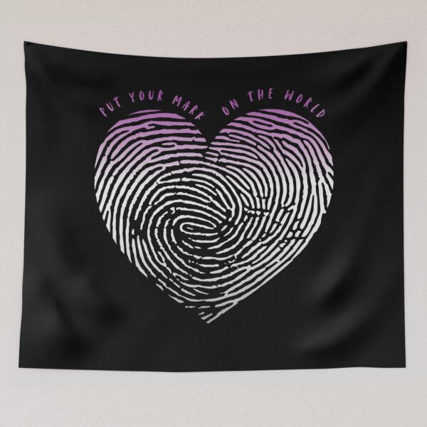 Item preview, Valentines Love, Asexual pride flag graphic, Heart thumbprint Graphic, Put your mark on the world slogan, love, 14th February, Valentines Day, Self Love, Self Care, designed and sold by PrideBeProud.