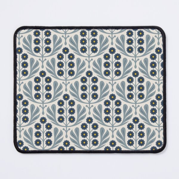 Item preview, KF 0346 D - Vintage Retro Daisy 70s Floral Pattern in Blue Yellow Cream designed and sold by KhakiFinch.