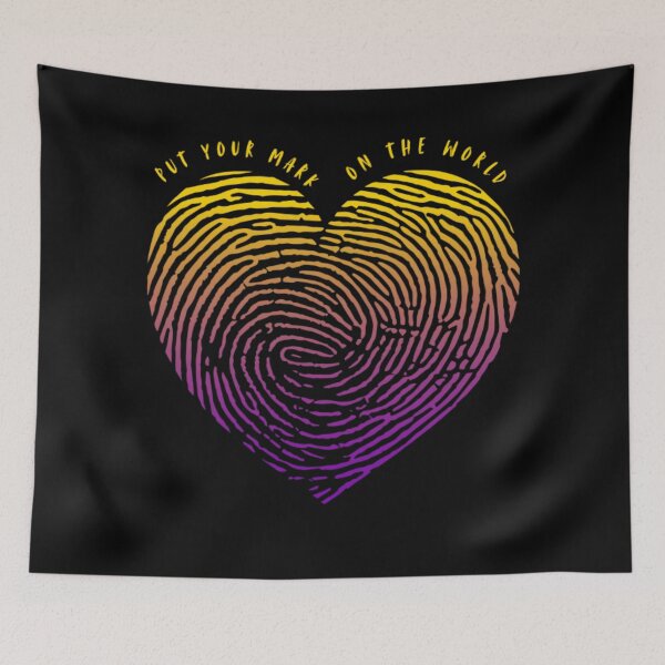 Item preview, Valentines Love, Intersex pride flag graphic, Heart thumbprint Graphic, Put your mark on the world slogan, love, 14th February, Valentines Day, Self Love, Self Care, designed and sold by PrideBeProud.