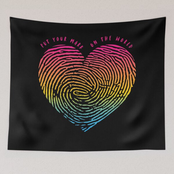 Item preview, Valentines Love, Pansexual pride flag graphic, Heart thumbprint Graphic, Put your mark on the world slogan, love, 14th February, Valentines Day, Self Love, Self Care, designed and sold by PrideBeProud.