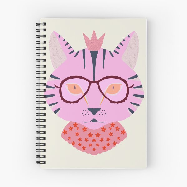 Item preview, Pink Cat with Glasses & Crown - Quirky Whimsical Kitty Illustration designed and sold by aneladesigns.