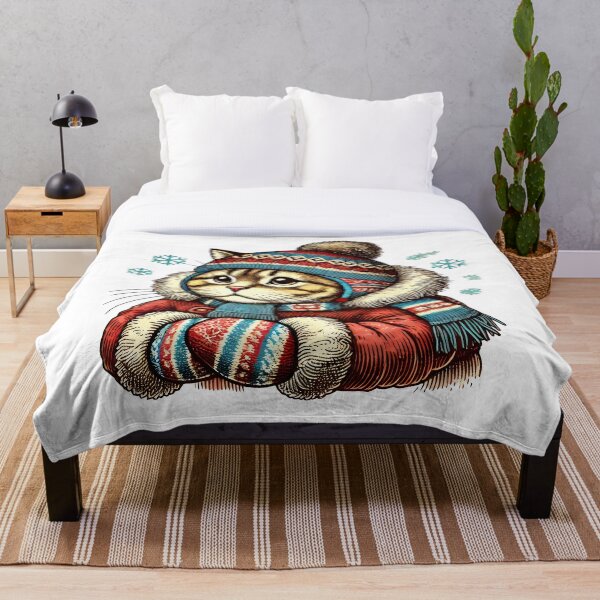 Item preview, Retro Winter Cat - Vintage Christmas Kitty Snow Scene designed and sold by Designflex90.