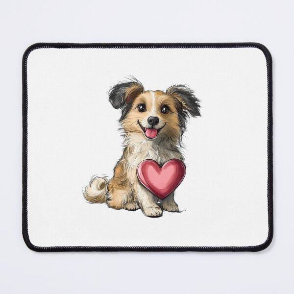 Item preview, Adorable Shetland Sheepdog with Heart – Cute Valentine Cartoon Design designed and sold by zax454.