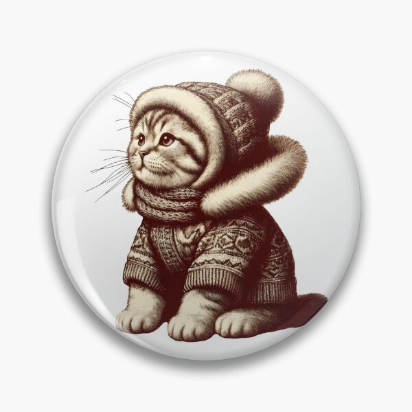 Artikelvorschau, Retro Winter Katze - Vintage Weihnachten Kitty Schnee Szene entworfen und verkauft von Designflex90.