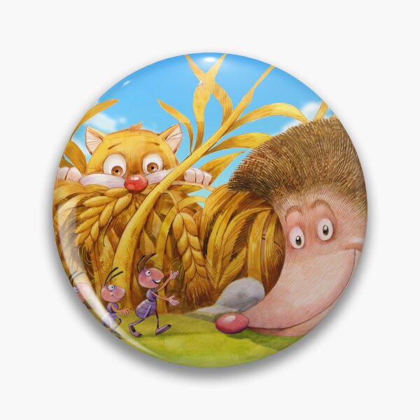 Item preview, Cute Cat, Hedgehog, and Marching Ants in a Vibrant Wheat Field - Perfect for Children's Room Decor designed and sold by Psycho-Crazy.
