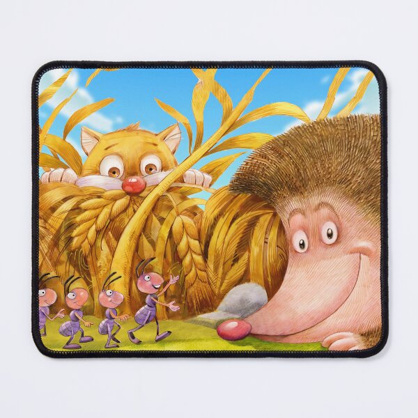 Item preview, Cute Cat, Hedgehog, and Marching Ants in a Vibrant Wheat Field - Perfect for Children's Room Decor designed and sold by Psycho-Crazy.