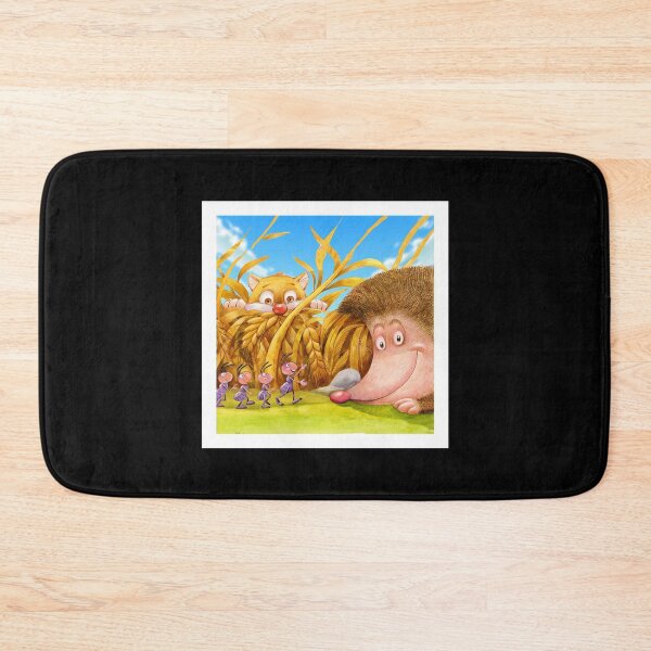 Item preview, Cute Cat, Hedgehog, and Marching Ants in a Vibrant Wheat Field - Perfect for Children's Room Decor designed and sold by Psycho-Crazy.