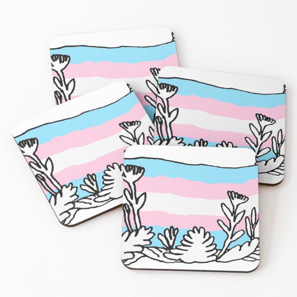 Item preview, Trans flag with flowers designed and sold by jaaaa-alex's shop.