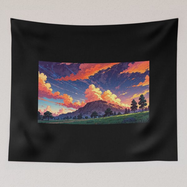 Item preview, Mountain landscape in anime style. designed and sold by ArtCraftLab.