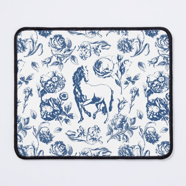 Artikelvorschau, Eleganter Vintage Blauer Pferde Blumen Toile entworfen und verkauft von tanjica.