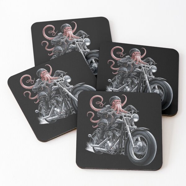 Item preview, Octopus Biker Riding a Chopper – Unique Fantasy Motorcycle Art designed and sold by love3617.