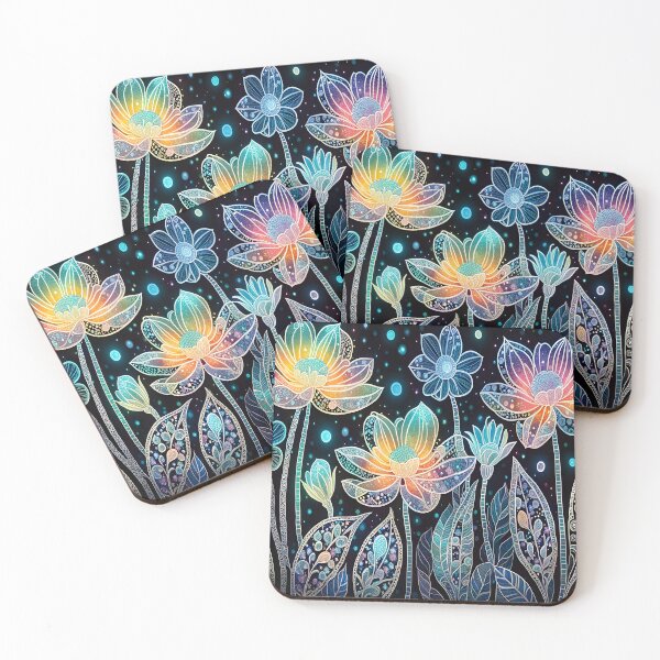 Item preview, Blacklight garden of zentangle neon flowers designed and sold by artedamensagem.