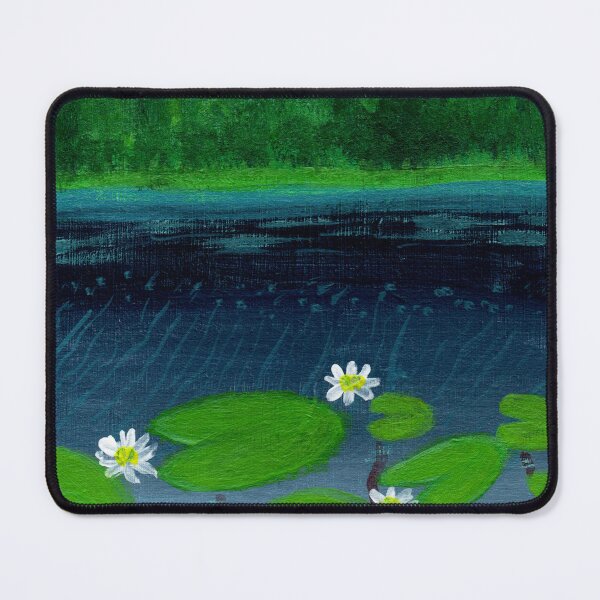 Item preview, Lakeside Scenery Painting with Waterlilies designed and sold by Ivy Lily Art.