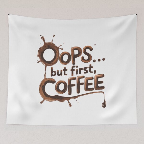 Item preview, spilled coffee text designed and sold by VividTrails.