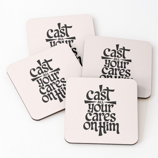 Item preview, Cast All Your Cares on Him  1 Peter 5:7 Calligraphy Bible Verse Christian Faith Art designed and sold by  KnitLuv.