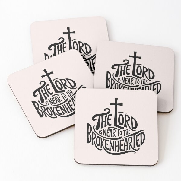 Item preview, The Lord Is Near to the Brokenhearted Psalm 34:18 Calligraphy Bible Verse Christian Faith Art designed and sold by  KnitLuv.