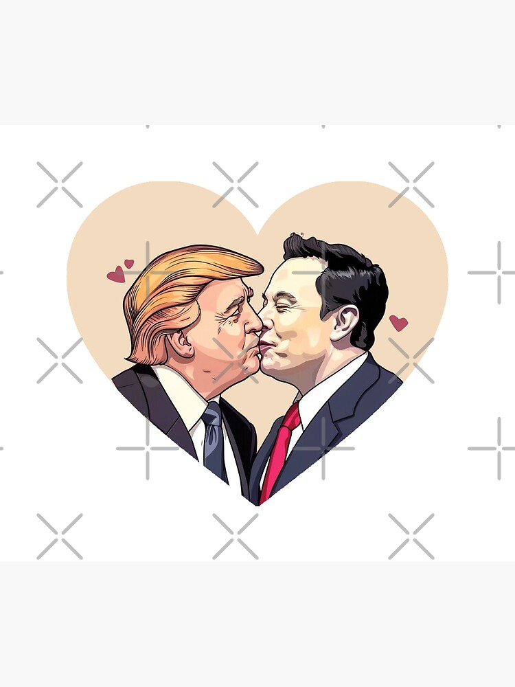Thumbnail 5 von 5, Mauspad, Lustig Donald Trump Elon Musk Küssen Valentinstag Liebe designt und verkauft von willquinnartist.