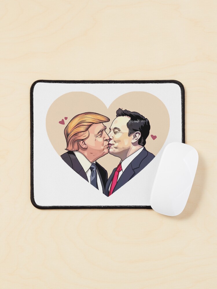 Thumbnail 1 von 5, Mauspad, Lustig Donald Trump Elon Musk Küssen Valentinstag Liebe designt und verkauft von willquinnartist.