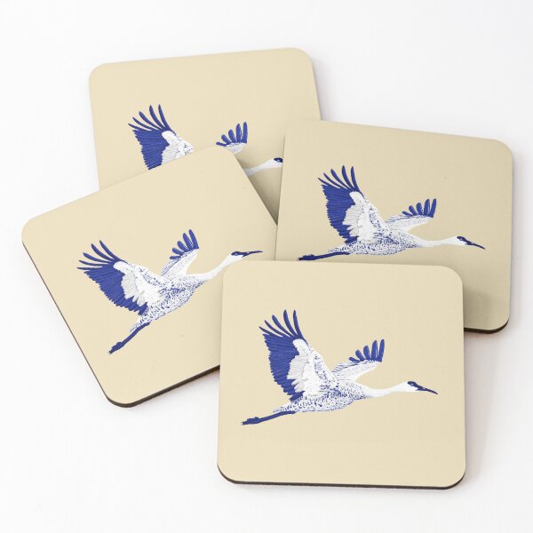 Item preview, Blue and White Crane in Flight – Minimalist Waterfowl Artwork designed and sold by Phat Dog Designs .