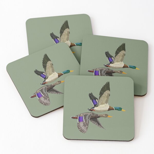 Item preview, Pair of Mallard Ducks in Flight - Nature Wildlife Art designed and sold by Phat Dog Designs .