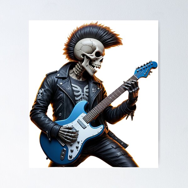 Item preview, Rock n Roll, Guitar Playing Skeleton, Vintage Rock, Music Lover, Cool Skeleton Guitarist designed and sold by NobelT.