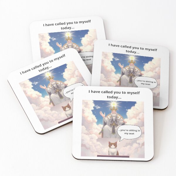 Item preview, Majestic God on His Throne with Displeased Cat – Surreal Comic Art designed and sold by TOYE TO.
