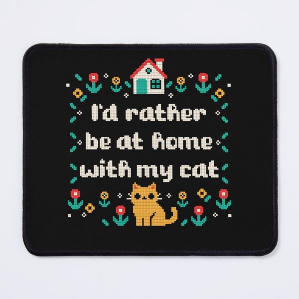 Item preview, I'd rather be at home with my cat cross stitch designed and sold by NemiMakeit.