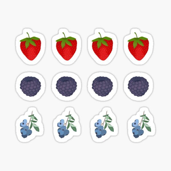 Artikel-Vorschau von Beeren-Stickerpaket, Erdbeeren, Brombeeren und Heidelbeeren, designt und verkauft von Lindsay Marie Patterns.
