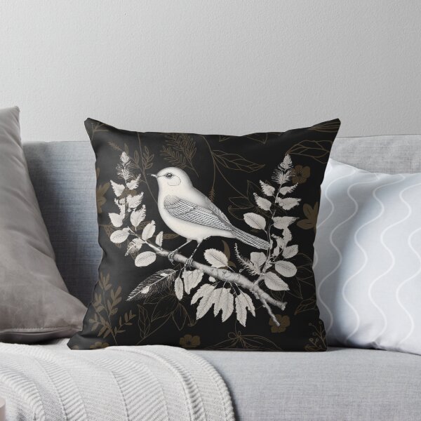 Item preview, Elegant White Bird on Bronze Floral Pattern – Vintage Nature-Inspired Art designed and sold by RoseoftheWild.