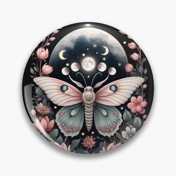 Item preview, Vintage Moth Moon Flowers Astrology Celestial boho aesthetics and Moon Astrology Lovers designed and sold by Collagedream.