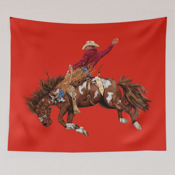 Item preview, Vintage Western Rodeo Art, Bronco Busting Cowboy  designed and sold by Phat Dog Designs .