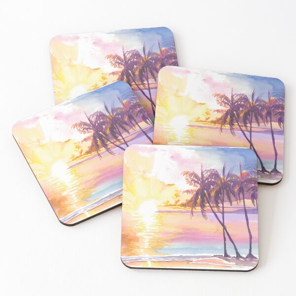 Item preview, Golden Tropics with Sunset Serenity and Swaying Palms at Martinique Beach designed and sold by artshop77.