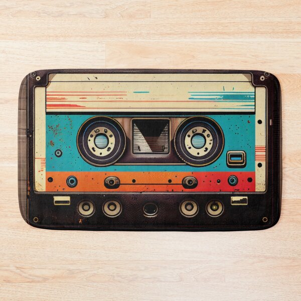 Item preview, Hand-drawn comic retro audio cassette. Colorful background in art retro-futuristic style designed and sold by anytka.